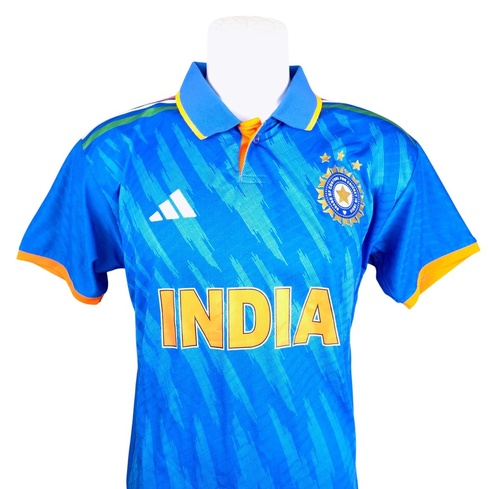 Adidas India Cricket Team Authentic 2023 Match Jersey Blue Orange Men M HEAT.RDY